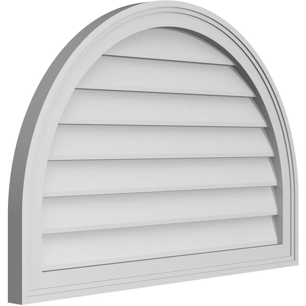 Round Top Surface Mount PVC Gable Vent W/ 2W X 1-1/2P Brickmould Frame, 32W X 22H